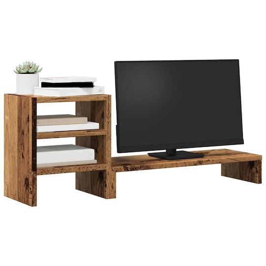 vidaXL Ständer Auf dem Schreibtisch Bildschirm Alte Holzoptik Braun (854740)