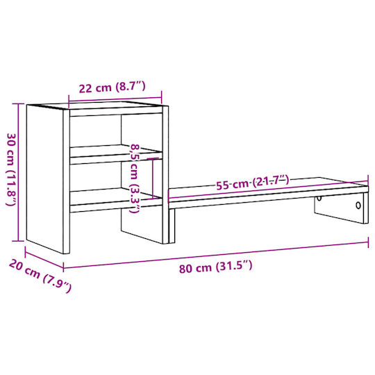 vidaXL Stand Desk Mounted Monitor Sonoma Oak Brown (854735)
