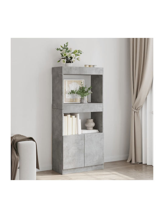 Bookcase Grey 63x33x140cm