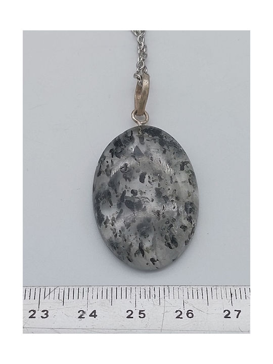 Quartz Necklace Cabochon Cut Steel Chain