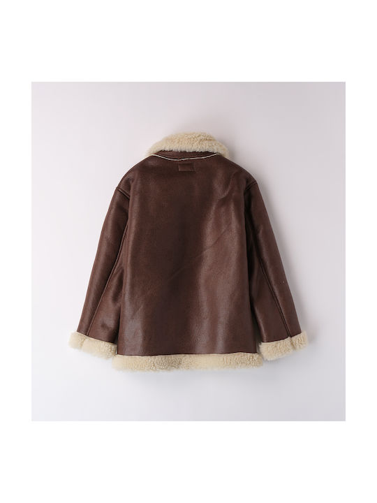 iDO Kids Leather Jacket Coffee