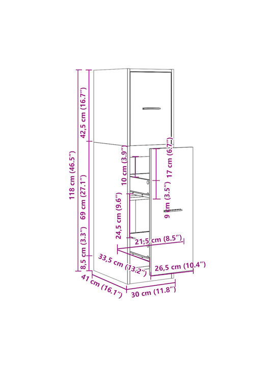 Sertar de depozitare metalică L30xW41xH118buc