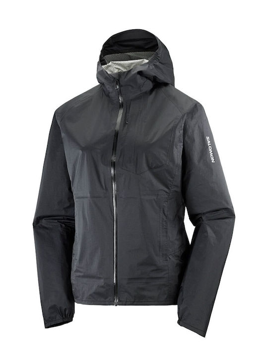 Bonatti Women's Running Short Sports Jacket Waterproof for Winter with Hood Black