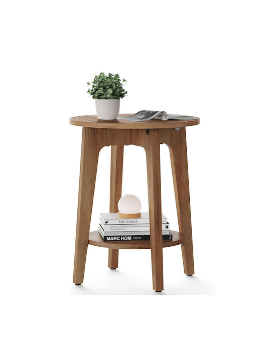Round Side Table Wooden Beige L40xW40xH50cm.