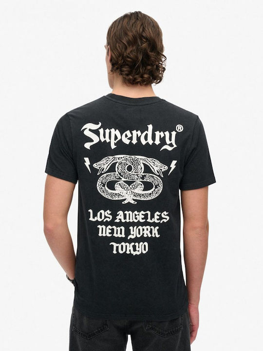 Superdry T-shirt Bărbătesc cu Mânecă Scurtă BLACK