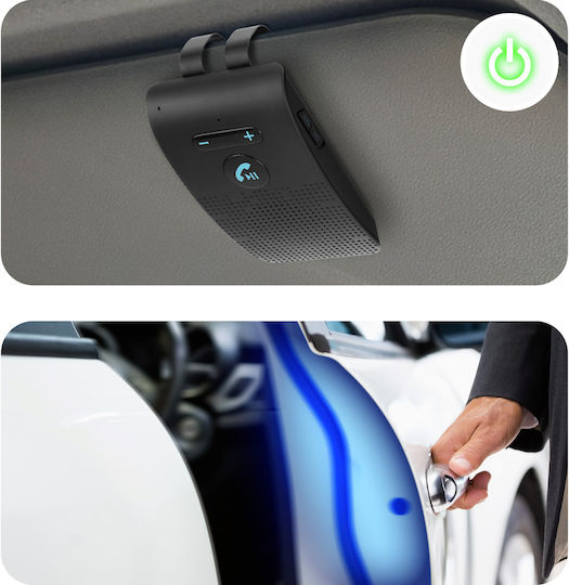 Kit auto Bluetooth 4.0 Hands Free Kx1 cu vizor solar, butoane multipunct, negru