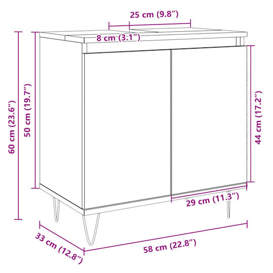 vidaXL Countertop without Sink L58xW33xH60cm Coffee