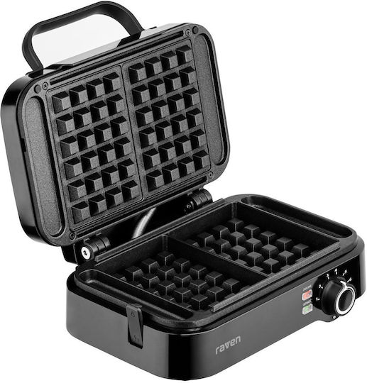 Raven Βαφλιέρα για Ορθογώνιες Βάφλες 2 Θέσεων 1200W