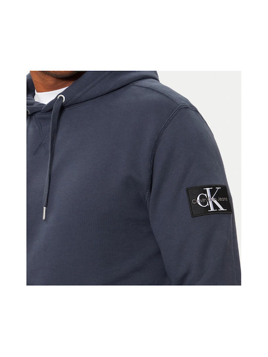 Calvin Klein Badge Hanorac pentru bărbați cu glugă și buzunare Albastru de cerneală