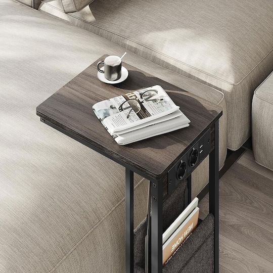 Beistelltisch mit integrierten Steckdosen & USB 40x30x62 Vasagle LET356K02 Holz Metall