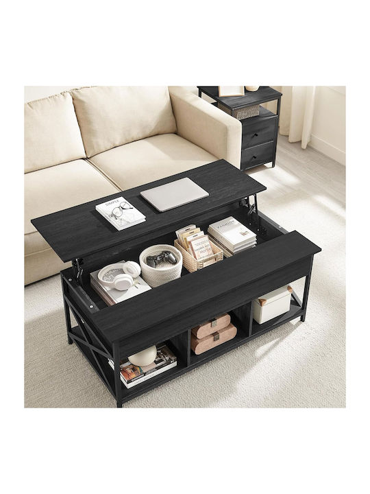 Rectangular Central Wooden Coffee Table with Lifting Mechanism Gray 120x60x48cm