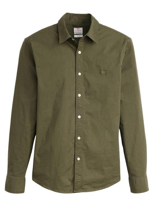 Battery Long-sleeved Denim Shirt Olive