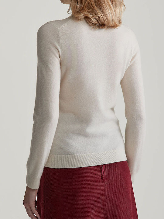 Women's Long Sleeve Sweater Woolen Turtleneck Cream