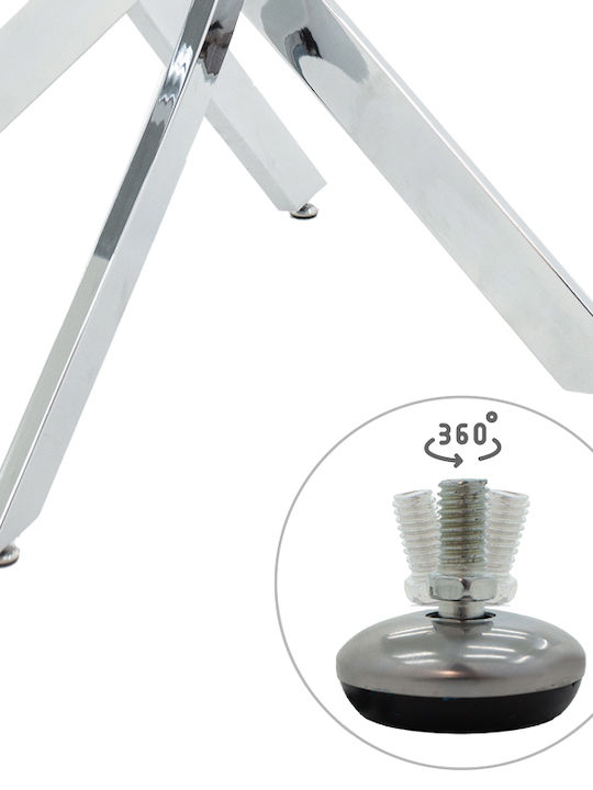Antoro Round Table Dining Room with Glass Surface Chrome 100x100x75cm