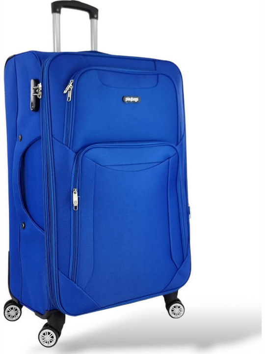 Playbags Голям Куфар За Пътуване Текстилен Син Електрически С 4 Колела Височина 75 См