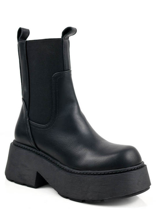 Black Chelsea Boots with Chunky Heel