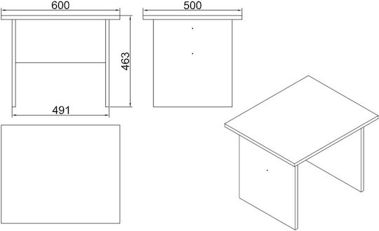 Бюро Elmstead Дървено Бук/черно 60x50x46.3см