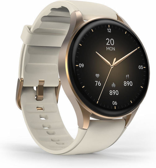 HAMA 8900 Aluminium 45mm Waterproof Smartwatch with Heart Rate Monitor (Gray-Gold)
