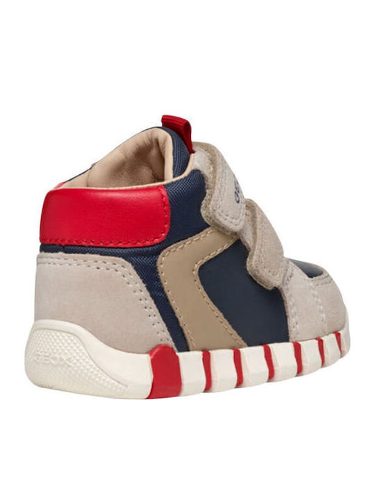 Anatomical Leather Kids Boots with Velcro Beige