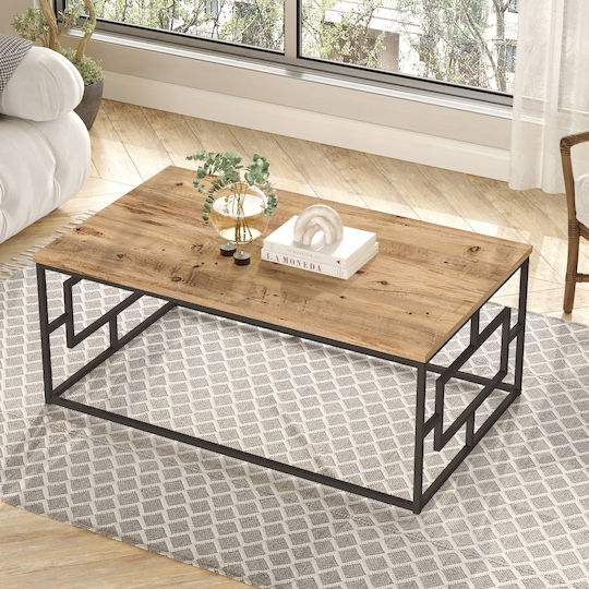 Rectangular Central Coffee Table Kinross made of Solid Pine Wood Anthracite M100xW60xH40cm