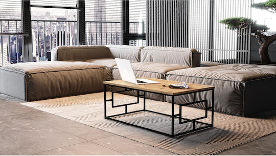 Rectangular Central Coffee Table Kinross made of Solid Pine Wood Anthracite M100xW60xH40cm