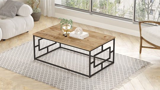 Rectangular Central Coffee Table Kinross made of Solid Pine Wood Anthracite M100xW60xH40cm