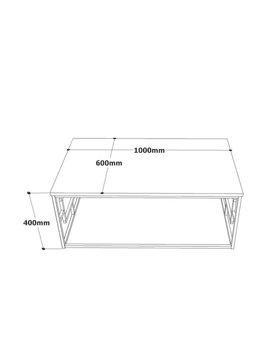 Masa Centrală Rectangulară Kinross Din Lemn Masiv De Pin/Antracit L100xL60xÎ40cm