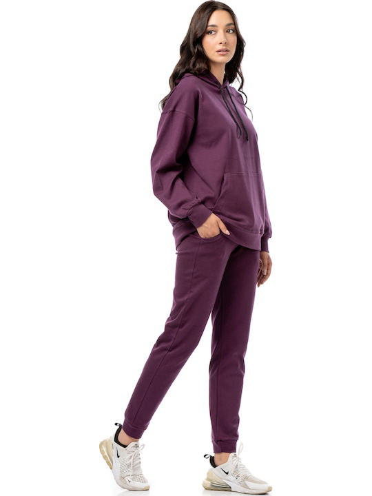 Γυναικείο Φούτερ με Κουκούλα Purple