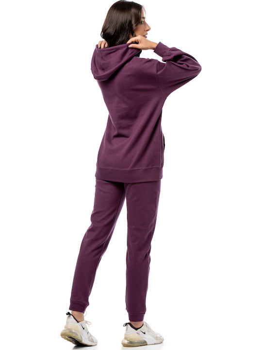 Γυναικείο Φούτερ με Κουκούλα Purple
