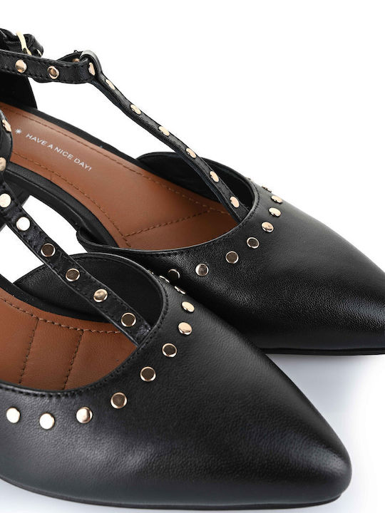 Leather Black Heels with Strap