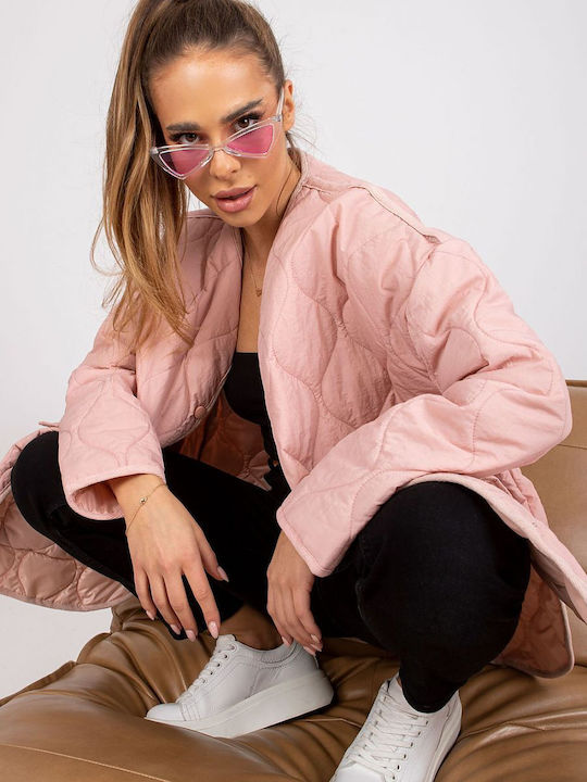 Rue Paris Μακρύ Γυναικείο Bomber Jacket Light Pink