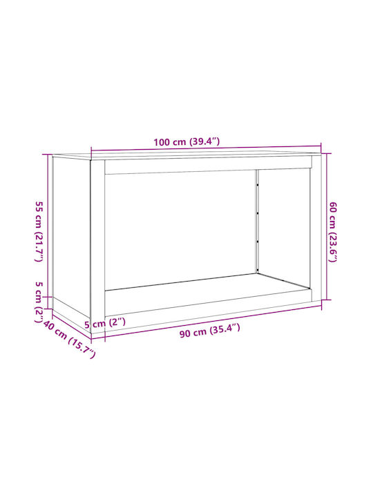 vidaXL Inox Ράφι Αποθήκευσης Ξύλων 100x40x60cm Καφέ