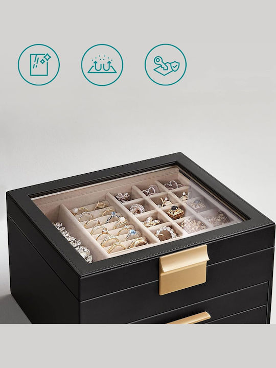 Jewellery Box with Drawers 23.1x20.3x13.5 Songmics Jbc239b03