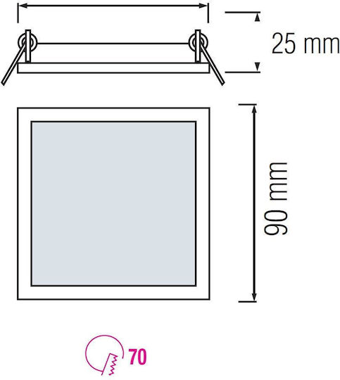 Panou LED Pătrat Slim/sq-3 3 W Putere 6000 K 110 Lm Panou LED Pătrat Slim/sq-3 3 W Putere 6000 K 110 Lm