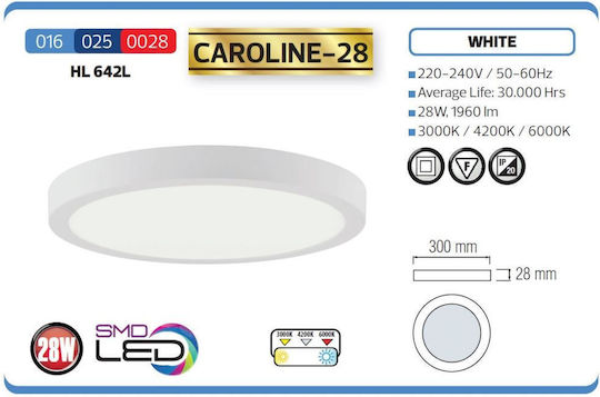 Panou LED Rotund Caroline-28 Lumină Rece 28W Diametru 30cm 1960 Lm Panou LED Rotund Caroline-28 Lumină Rece 28W Diametru 30cm 1960 Lm