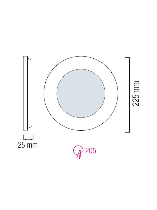 Round Led Panel Slim-18 18 W Power 6400 K 1170 Lm
