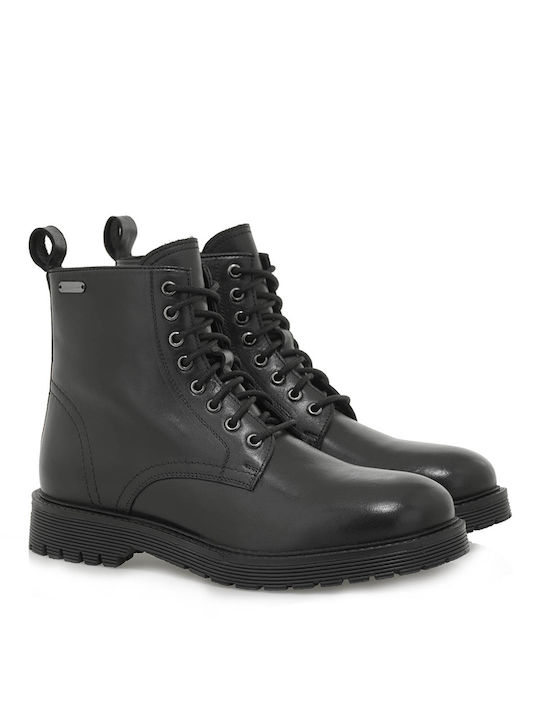 JK London Men's Leather Military Boots Black