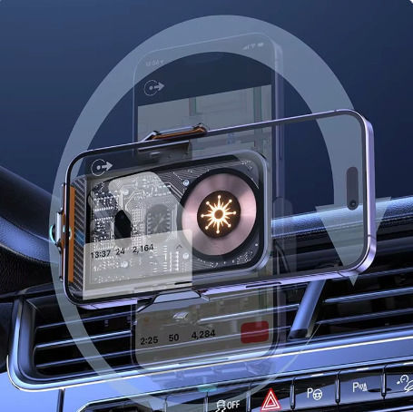 C11 Car Mobile Mount with Adjustable Hooks and Wireless Charging Blue