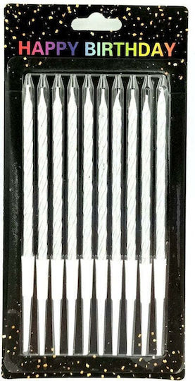 Candles Birthday Candle in Silver Color 10pcs (Μiscellaneous colours)