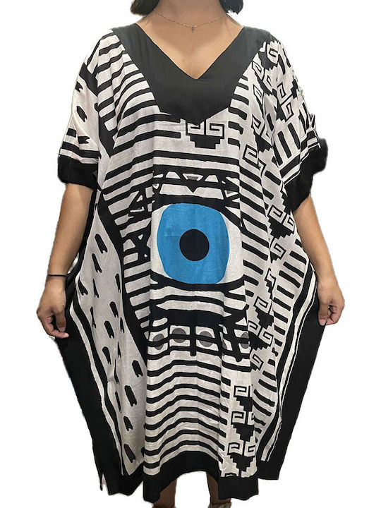 Platinum Fashion Women's Mini Caftan Beachwear White Black