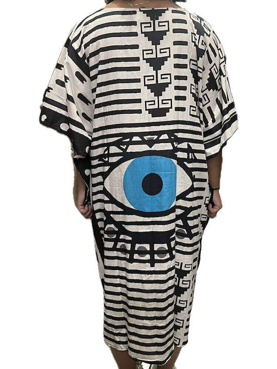 Platinum Fashion Women's Mini Caftan Beachwear Black and White