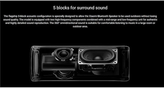 Xiaomi Speaker Αδιάβροχο Ηχείο Bluetooth 40W με Διάρκεια Μπαταρίας έως 5 ώρες Μαύρο