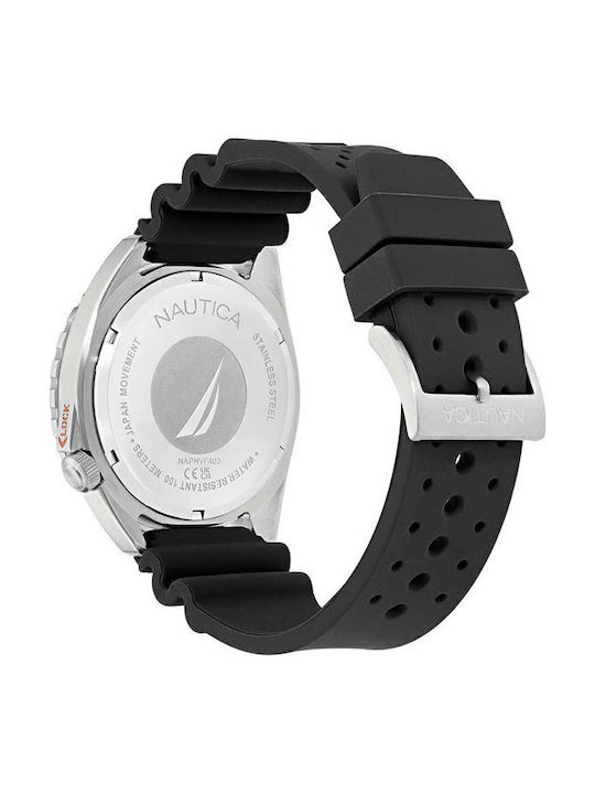 Nautica Ceas Bărbați 44mm Solar cu Curea Cauciuc Neagră