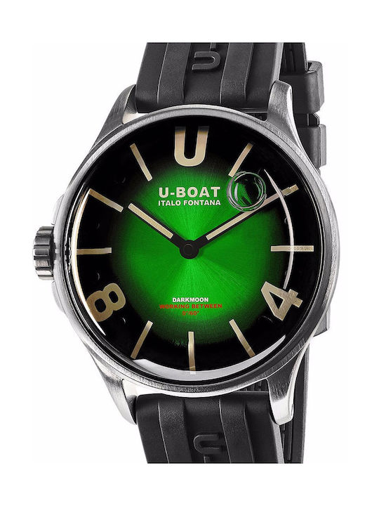 U-Boat Darkmoon Ss Uhr Batterie mit Schwarz Kautschukarmband 9502