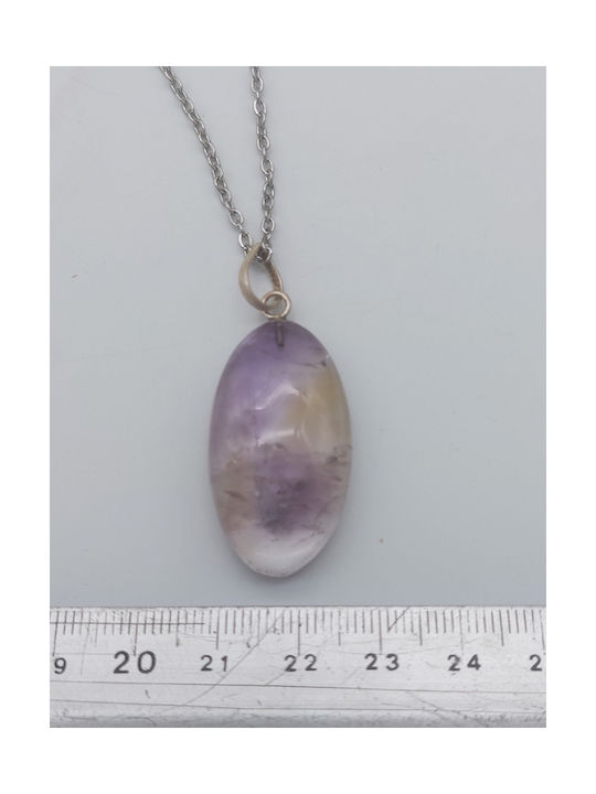 Cabochon Ametrine Necklace Steel Chain