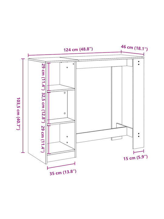 Table Bar Wooden Gray 124x46x103.5cm