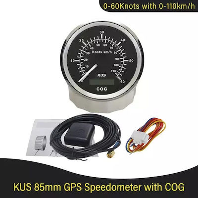 Marine Gps Speedometer 85mm Diameter Red & Yellow Backlight 60knots-bs