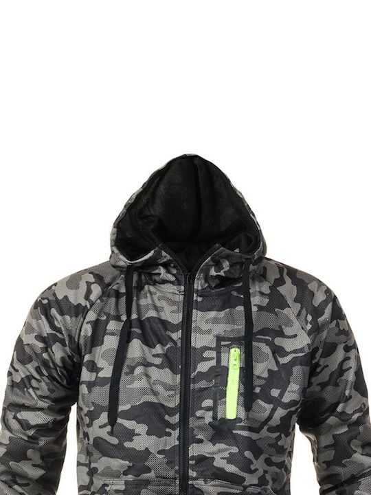 Senior Men's Sweatshirt Jacket with Hood and Pockets Green