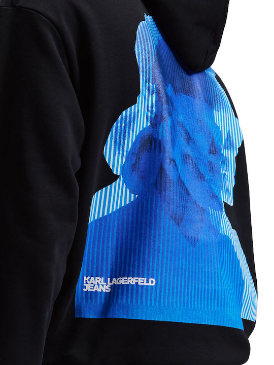 Sweatshirt with Hood White-Black-Blue