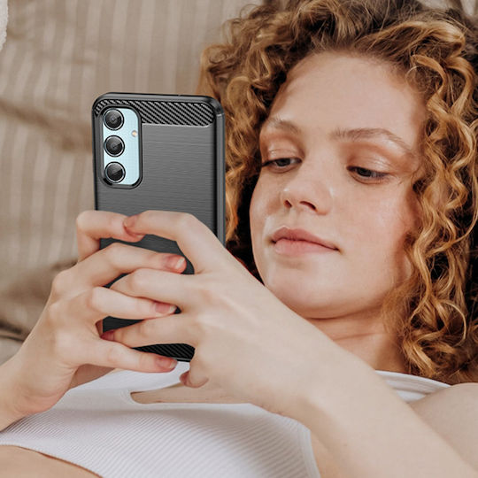 Techsuit Carbon Umschlag Rückseite Silikon Schwarz (Samsung Galaxy M35 - Techsuit)
